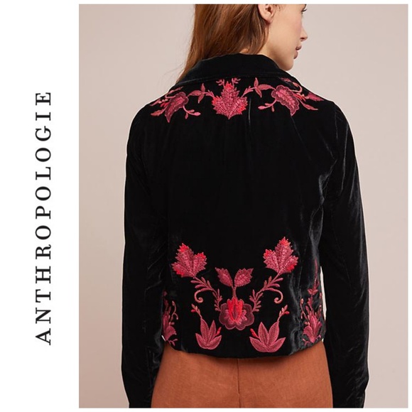 NWT, Anthropologie, Embroidered Velvet Blazer - Picture 2 of 3
